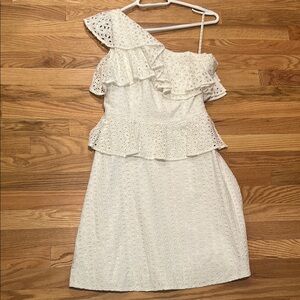 Lilly Pulitzer Elegant White Eyelet One-Shoulder Dress